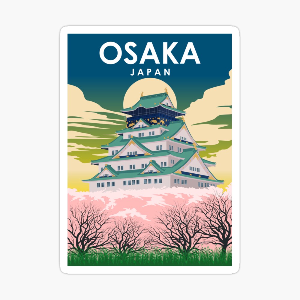 Carte de vœux for Sale avec l'œuvre « Osaka Japon Vintage Minimal Rétro  Affiche De Voyage » de l'artiste Jorn van Hezik