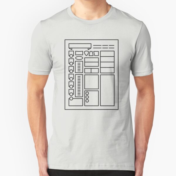 Character Sheet - Dungeons & Dragons Line Art Series Slim Fit T-Shirt