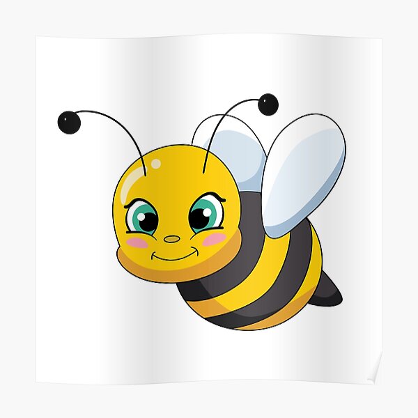 "Adorable blushing bee smiling bee making face" Poster for Sale by