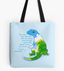 "Du bist erstaunlich" Summer Leaves Gecko Tote Bag