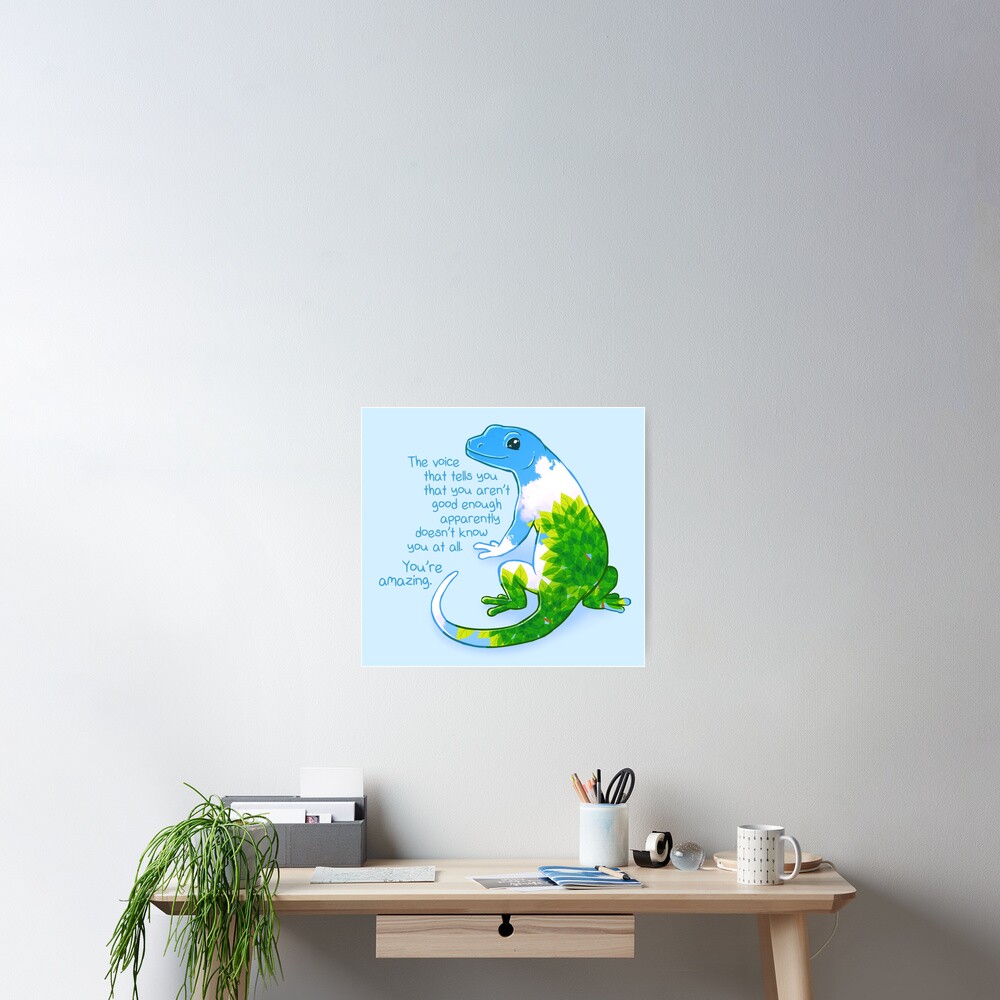 "You're Amazing" Summer Leaves Gecko Poster