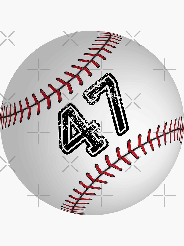 "Baseball ball number 47, forty seven" Sticker for Sale by TheCultStuff