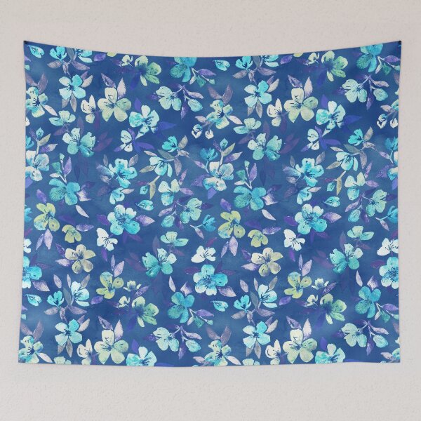 Aperçu de l'œuvre Betty grandie – aquarelle florale bleue créée et vendue par micklyn.