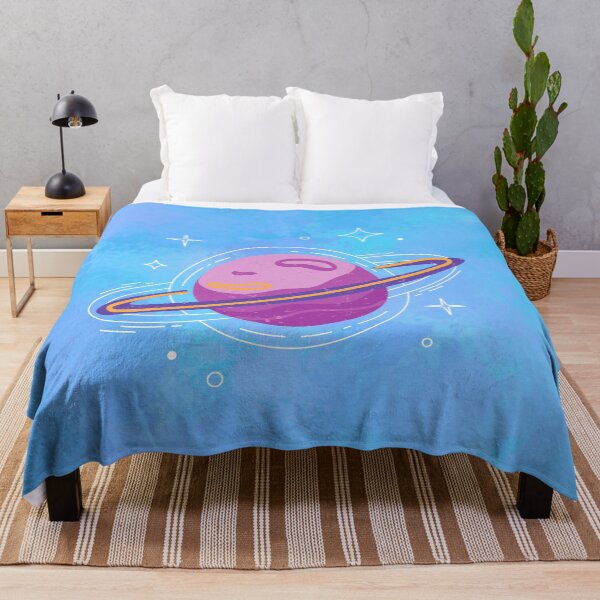 Item preview, Purple Saturn planet with rings blue background designed and sold by Talitha Marya.