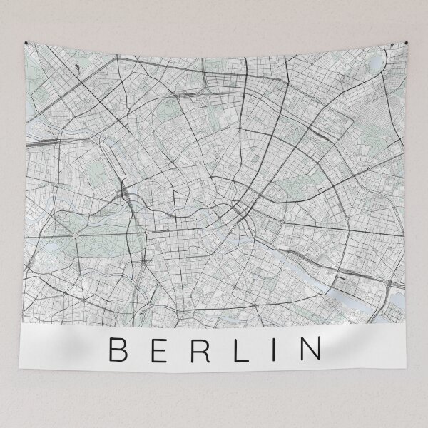 Item preview, Berlin map minimalist in color with blue and green designed and sold by DesireeVDA.