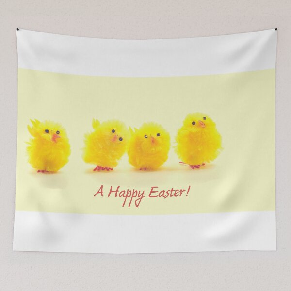 Item preview, Happy Easter chicks on yellow background designed and sold by Photopat.