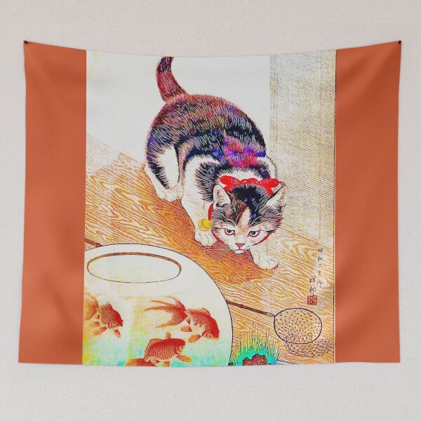 Item preview, Cat and Bowl of Goldfish 1933 — Ohara Koson (digitally enhanced by WatermarkNZ Press designed and sold by CristalleLisa.