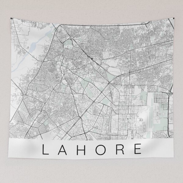 Item preview, Lahore map minimalist in color with blue and green designed and sold by DesireeVDA.