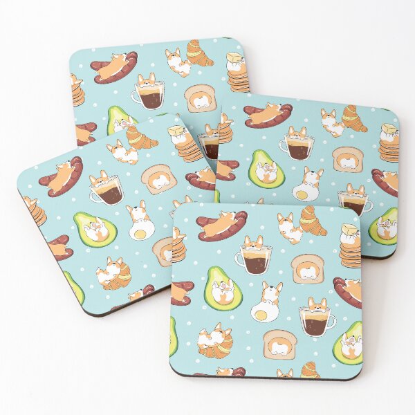 Item preview, Corgi Breakfast - Blue designed and sold by Lulupainting.