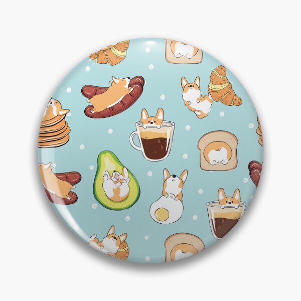 Artikelvorschau, Corgi Frühstück - Blau entworfen und verkauft von Lulupainting.