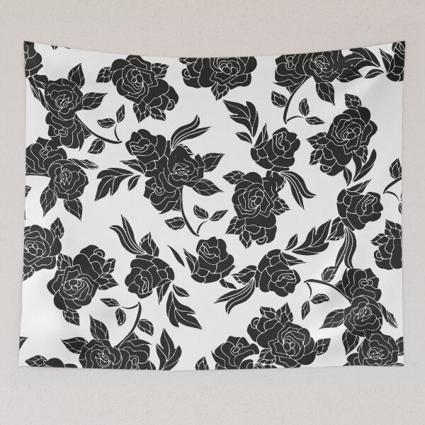 Item preview, black swirly floral pattern designed and sold by Hoetoons.