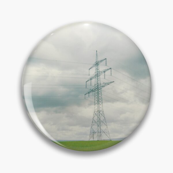 Item preview, High voltage power line in the green field in Germany in the center of a radial blur designed and sold by Ingo Menhard.