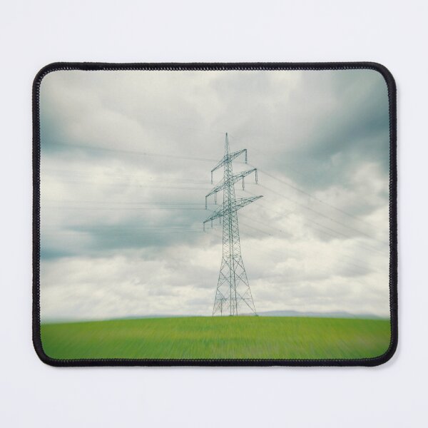 Item preview, High voltage power line in the green field in Germany in the center of a radial blur designed and sold by Ingo Menhard.