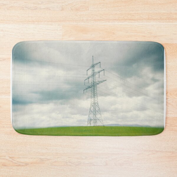 Item preview, High voltage power line in the green field in Germany in the center of a radial blur designed and sold by Ingo Menhard.