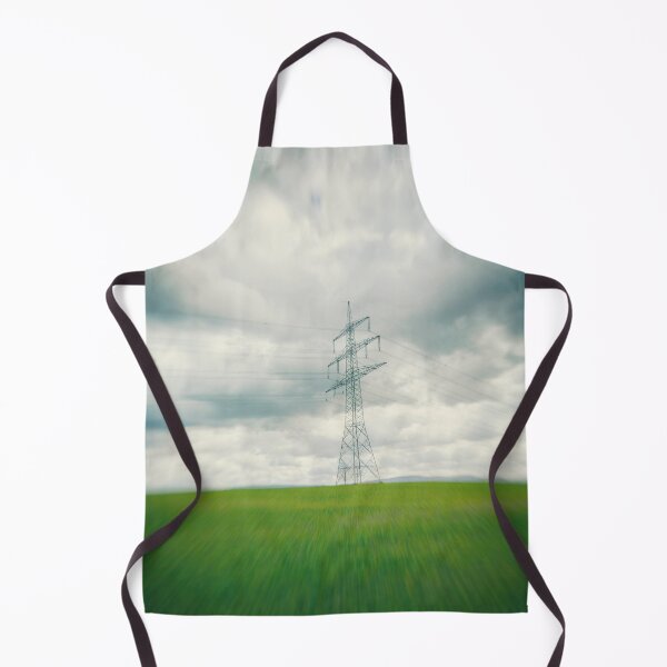 Item preview, High voltage power line in the green field in Germany in the center of a radial blur designed and sold by Ingo Menhard.