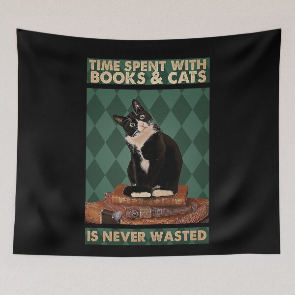 Item preview, Time spent with books and cats is never wasted  designed and sold by TeganCrafford.