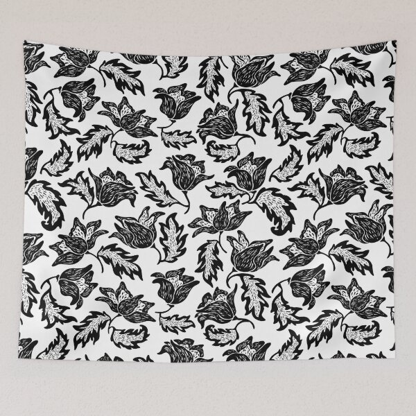 Item preview, black swirly floral pattern designed and sold by Hoetoons.