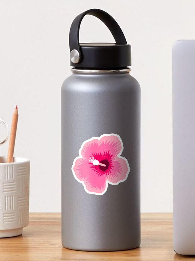 Preppy Hibiscus Design Custom 20oz Stainless Steel Water Bottle - Full Print