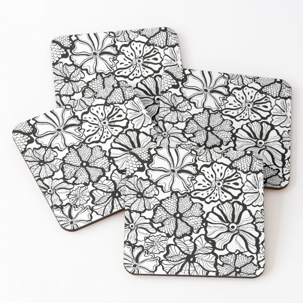 Item preview, black swirly floral pattern designed and sold by Hoetoons.