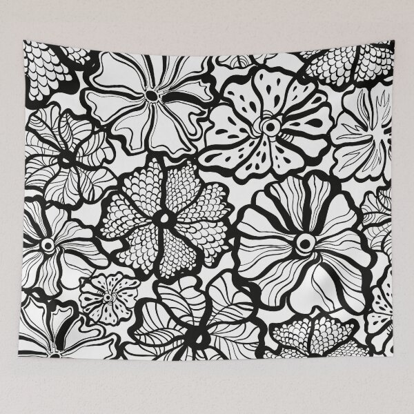 Item preview, black swirly floral pattern designed and sold by Hoetoons.