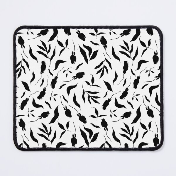 Item preview, Black swirly floral pattern designed and sold by Hoetoons.