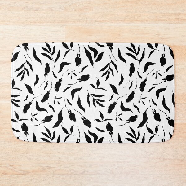 Item preview, Black swirly floral pattern designed and sold by Hoetoons.