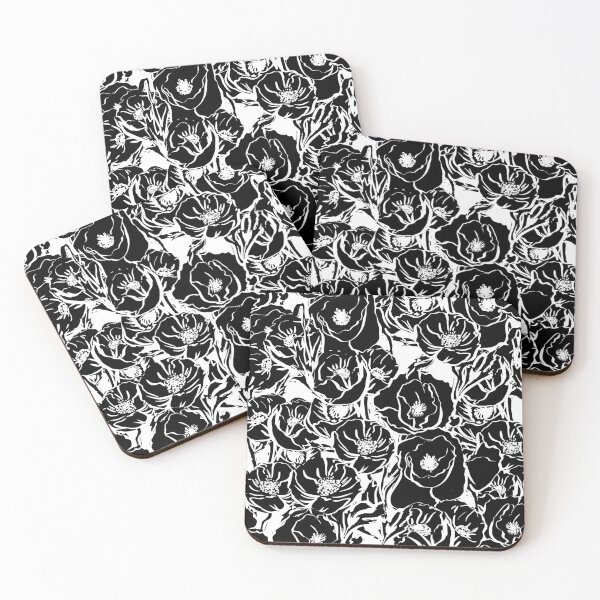 Item preview, Black swirly floral pattern designed and sold by Hoetoons.