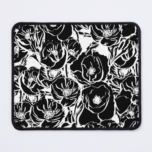 Item preview, Black swirly floral pattern designed and sold by Hoetoons.