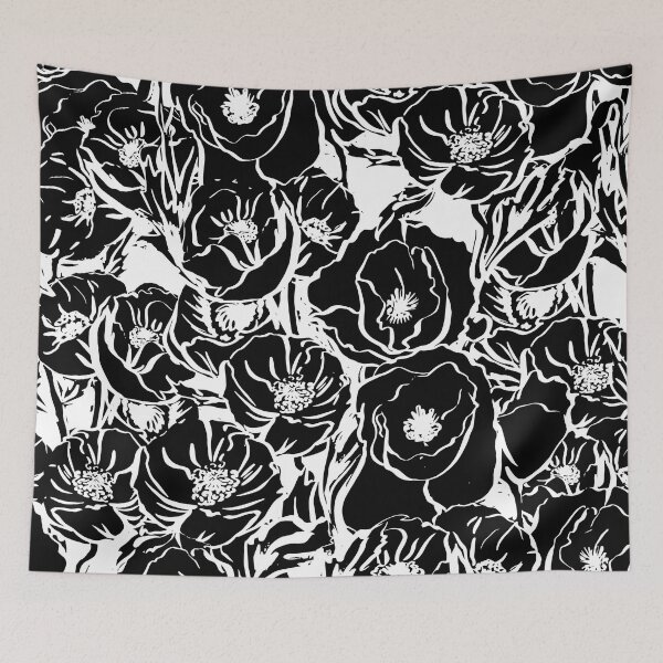 Item preview, Black swirly floral pattern designed and sold by Hoetoons.