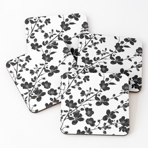Item preview, Black swirly floral pattern designed and sold by Hoetoons.