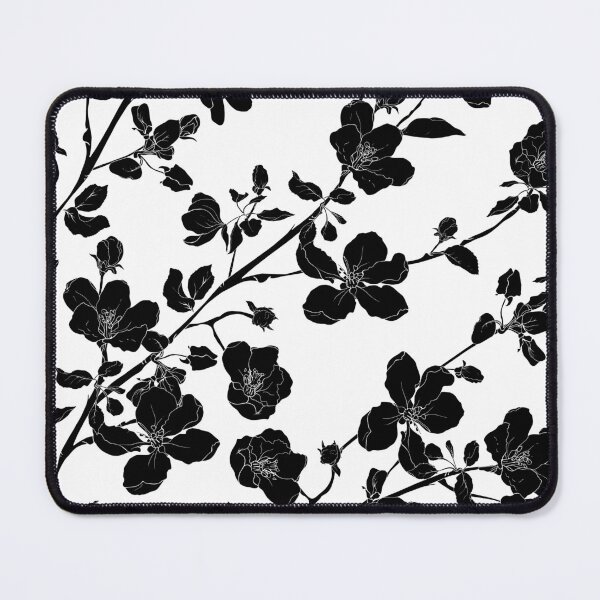 Item preview, Black swirly floral pattern designed and sold by Hoetoons.