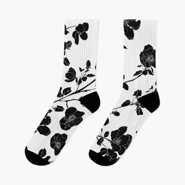 Item preview, Black swirly floral pattern designed and sold by Hoetoons.