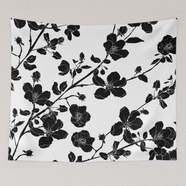 Item preview, Black swirly floral pattern designed and sold by Hoetoons.