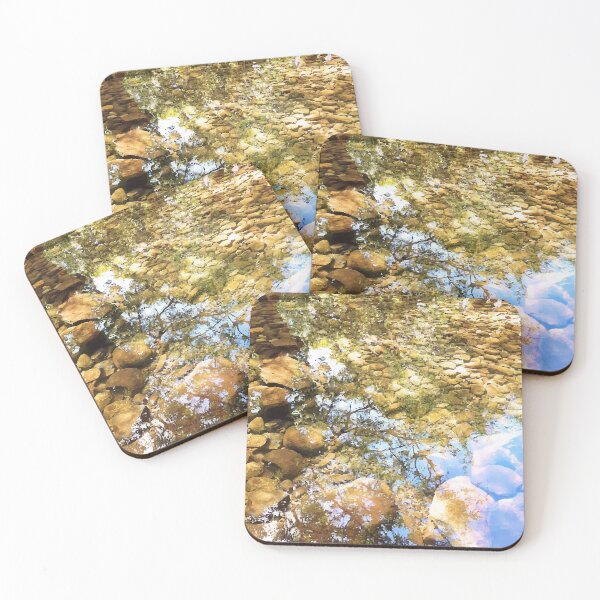 Item preview, Reflection, lake, trees, pebbles, sparkle, shine, summer, river, aqua, water, nature, adventure, rocks, sun, exotic, tropical, tan, tree designed and sold by PrintedDreams.