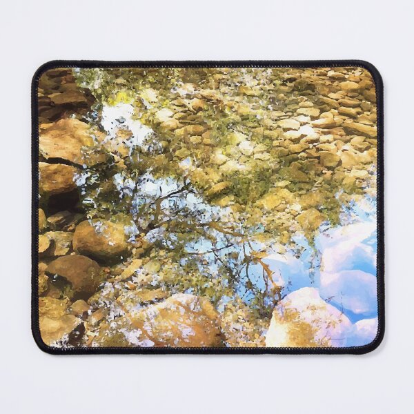Item preview, Reflection, lake, trees, pebbles, sparkle, shine, summer, river, aqua, water, nature, adventure, rocks, sun, exotic, tropical, tan, tree designed and sold by PrintedDreams.