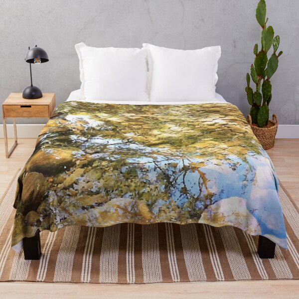 Item preview, Reflection, lake, trees, pebbles, sparkle, shine, summer, river, aqua, water, nature, adventure, rocks, sun, exotic, tropical, tan, tree designed and sold by PrintedDreams.