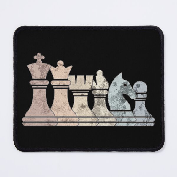 Item preview, Distressed Retro Chess Pieces in a Row Chess designed and sold by Happy Puppy Print On Demand.