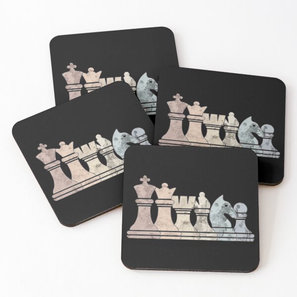 Item preview, Distressed Retro Chess Pieces in a Row Chess designed and sold by Happy Puppy Print On Demand.
