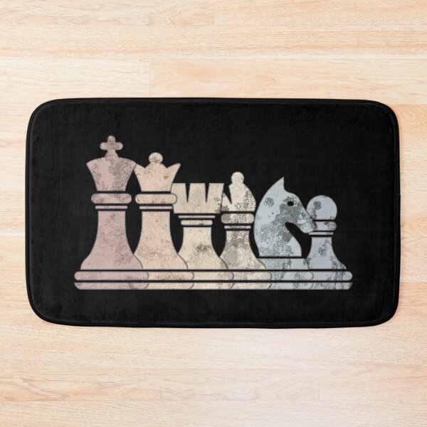 Item preview, Distressed Retro Chess Pieces in a Row Chess designed and sold by Happy Puppy Print On Demand.
