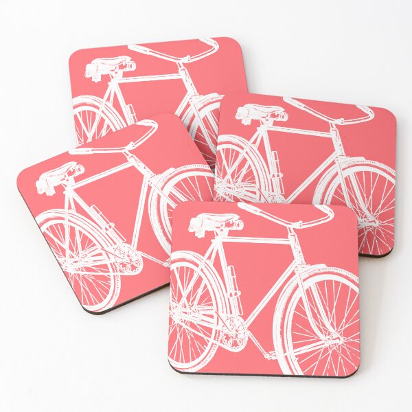 Item preview, White Bike on Coral Red Background designed and sold by Delinda Graphic Studio.