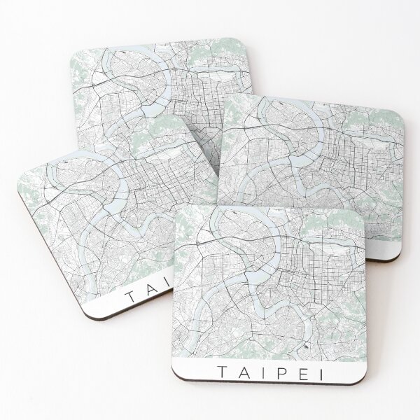 Item preview, Taipei map minimalist in color with blue and green designed and sold by DesireeVDA.