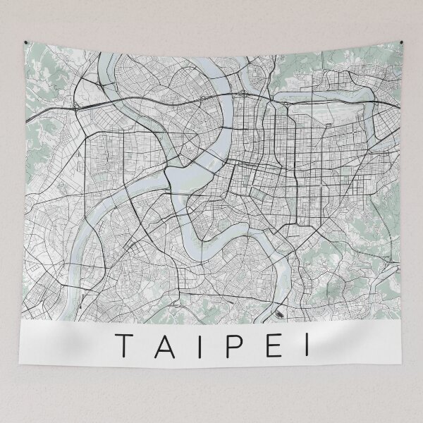 Item preview, Taipei map minimalist in color with blue and green designed and sold by DesireeVDA.