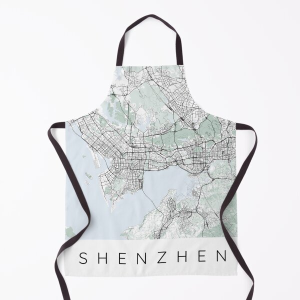 Item preview, Shenzhen map minimalist in color with blue and green designed and sold by DesireeVDA.