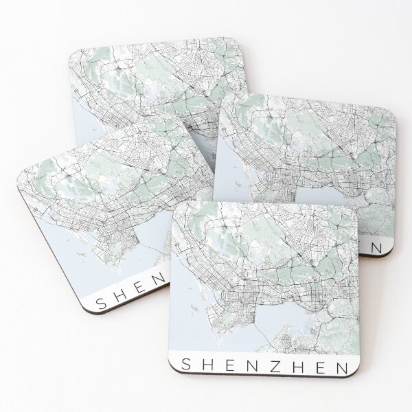 Item preview, Shenzhen map minimalist in color with blue and green designed and sold by DesireeVDA.