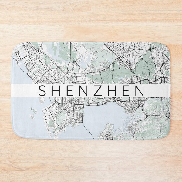 Item preview, Shenzhen map minimalist in color with blue and green designed and sold by DesireeVDA.