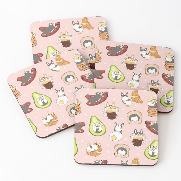 Item preview, Black Tricolor Corgi Breakfast - Pink designed and sold by Lulupainting.