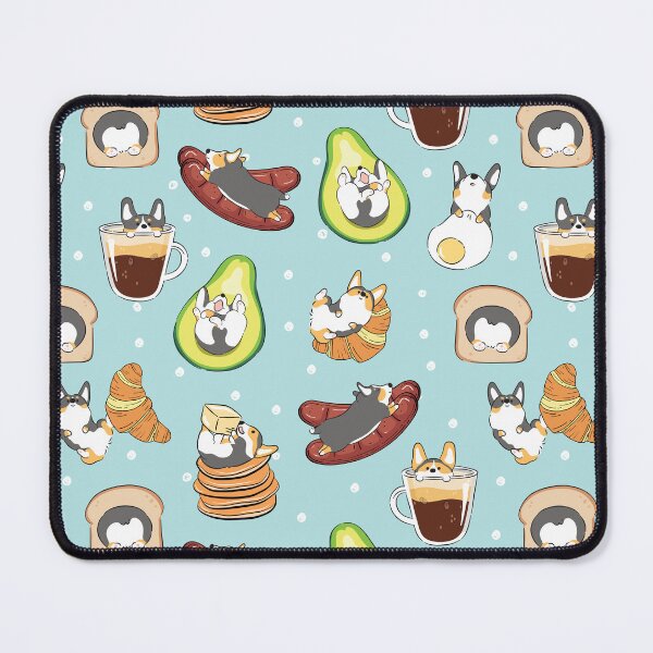 Item preview, Black Tricolor Corgi Breakfast - Blue designed and sold by Lulupainting.