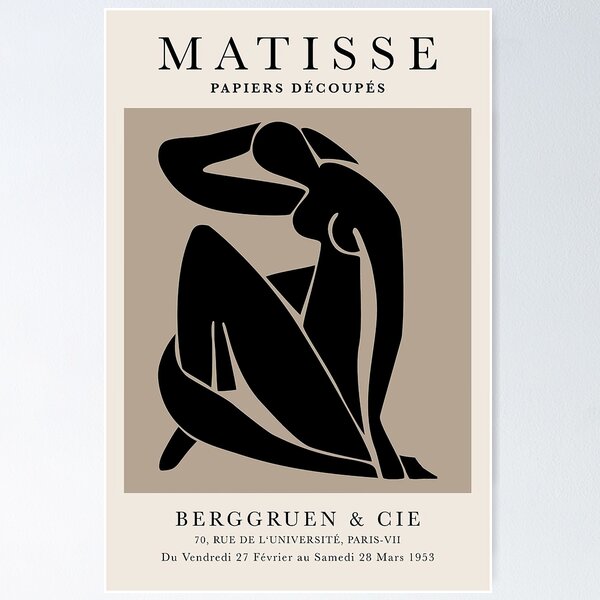 Item preview, Henri Matisse Nude - Paper Decoupes Art Black Matisse Cutout's designed and sold by loganf722.