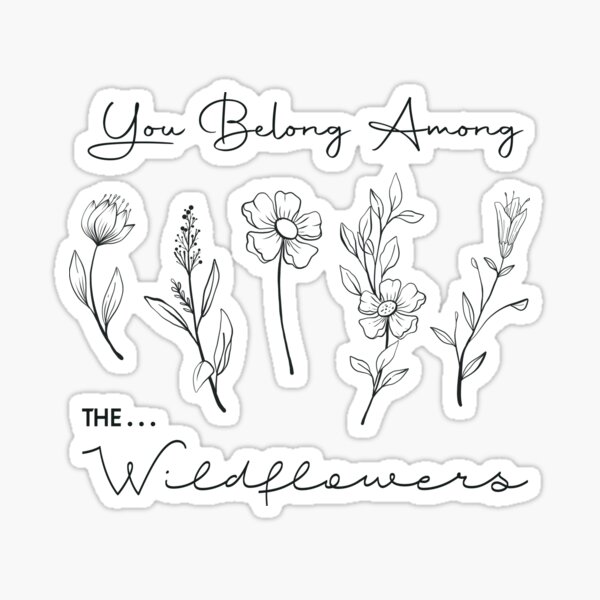 You Belong Among the Wildflowers Sticker, Cute Flower Stickers for  Hydroflask Water Bottle, Lyrics Decal for Plant Moms or Nature Lovers