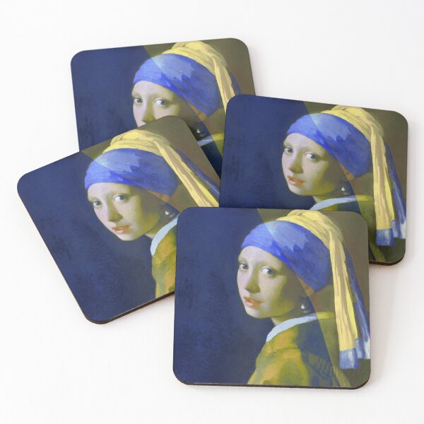 Item preview, Girl with a Pearl Earring by Johannes Vermer Digital Remastered Edition with Ukraine Flag Colors dedicated to Ukrainian people...white ver. designed and sold by M-Infinite.